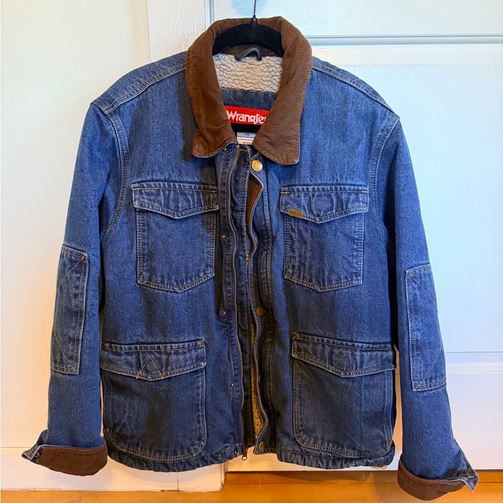 Wrangler Sherpa Lined Denim Chore Jacket | Corduroy Collar | L/G